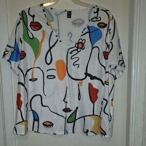 Artistic V-Neck Short Sleeve Top